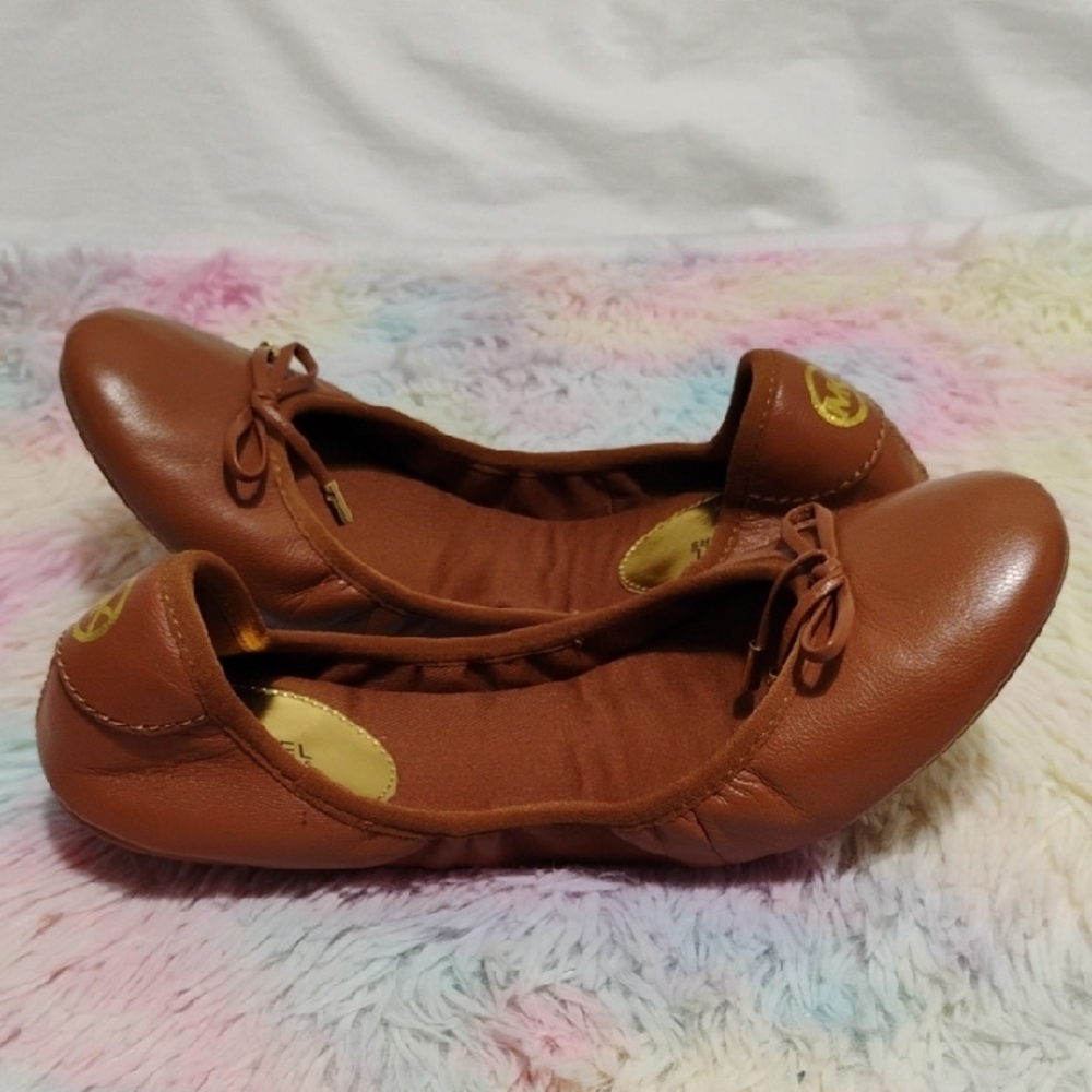 Michael Kors Women's Brown Leather Ballet Flats Sz.8.5 Worn 2x - Picture 6 of 11